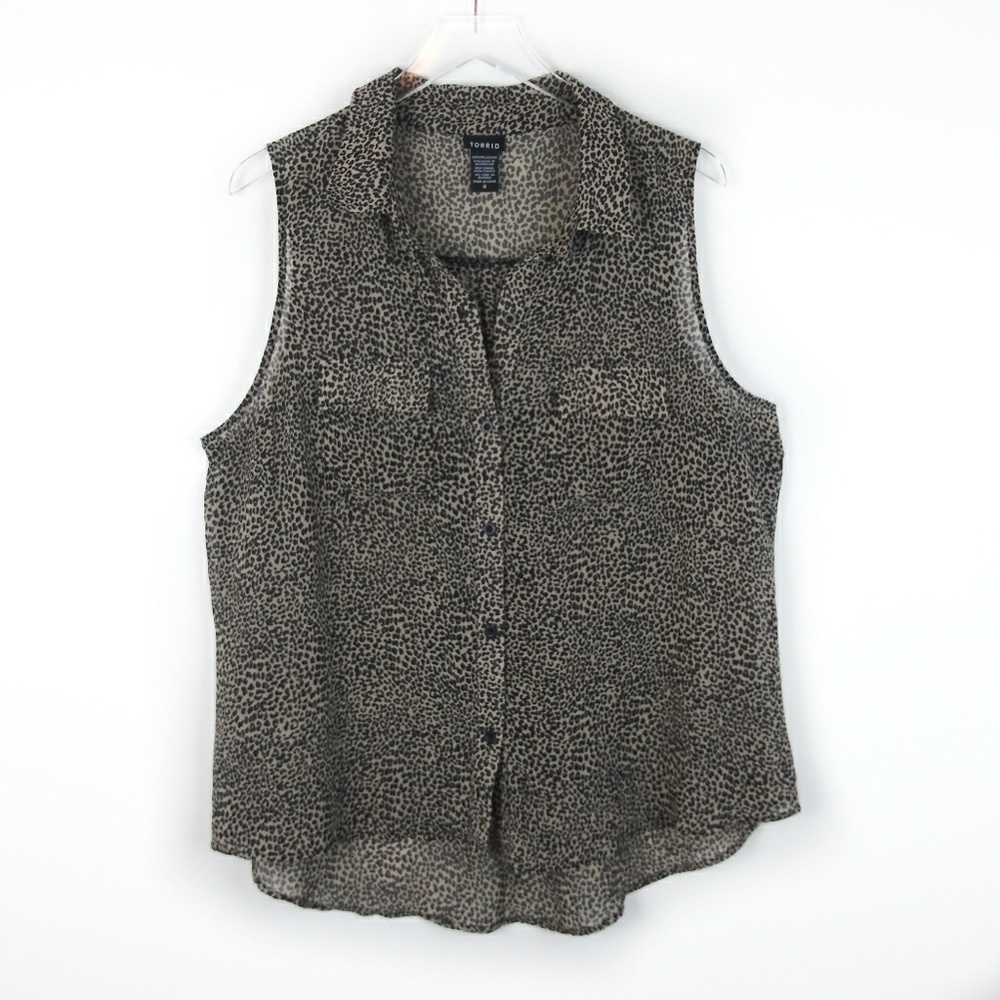Torrid leopard print chiffon button down blouse